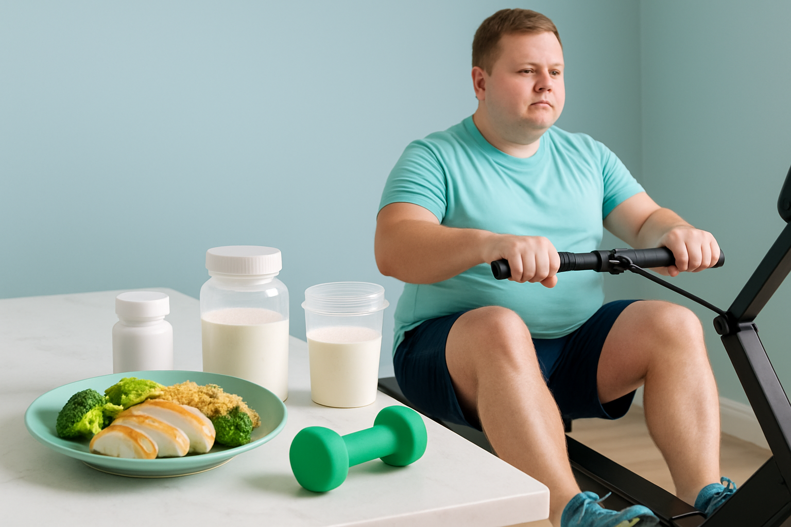 Person beim Krafttraining mit Hanteln zur Erhaltung der Muskelmasse während Semaglutid-Therapie